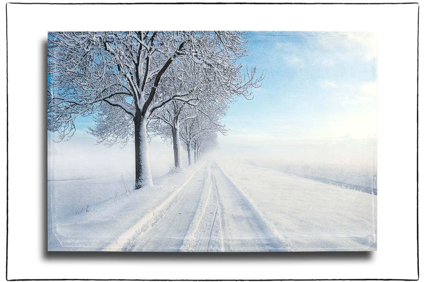 Die Straße Feldstegel im Stadtteil Neuengamme nach einem starken Schneeefall am 03. Januar 2026