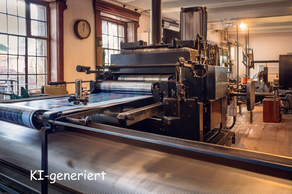 KI-generiertes Bild einer alten Druckmaschine.