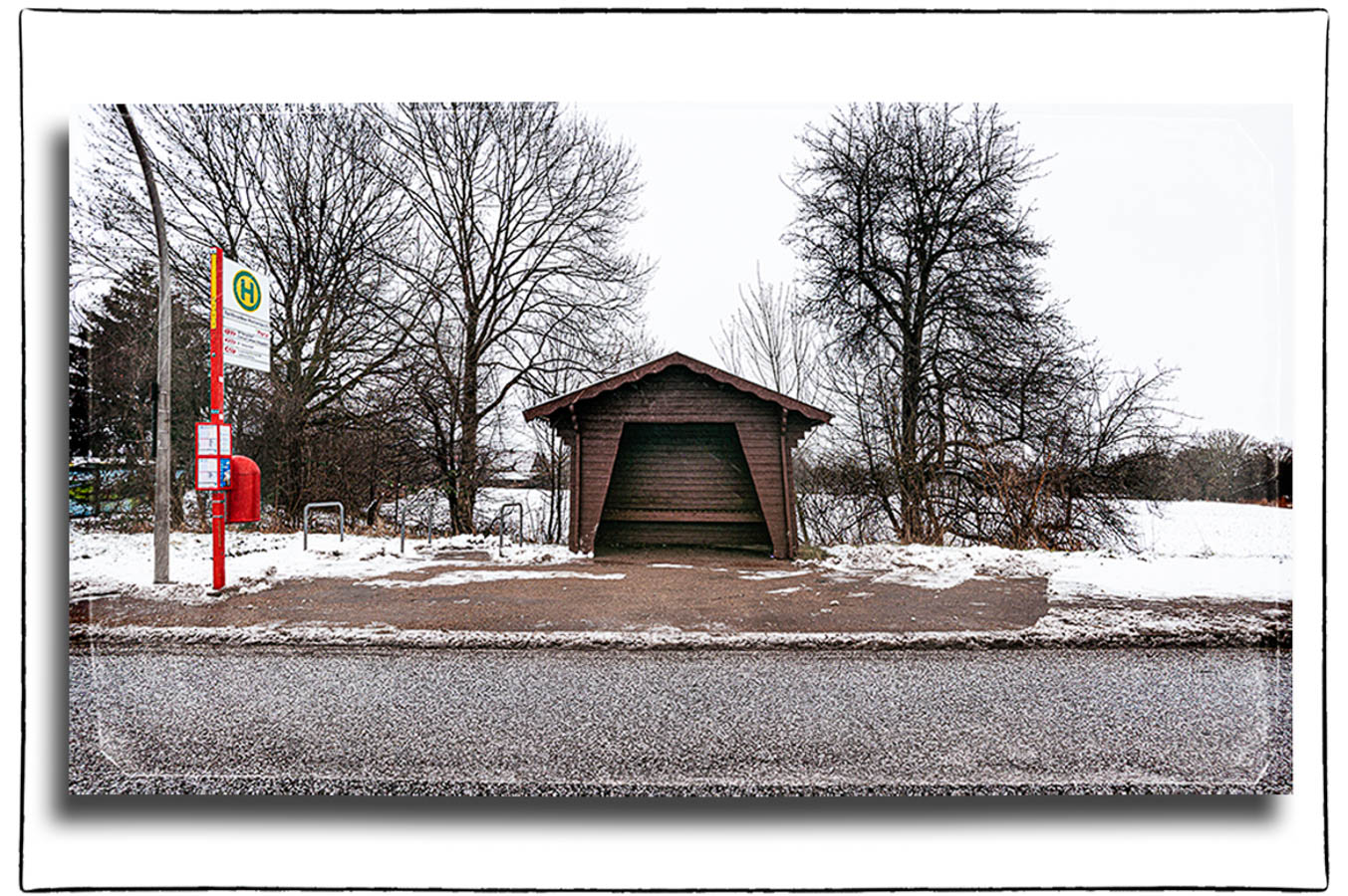 FineArt-Print der Bushaltestelle Reitbrooker Hinterdeich in Reitbrook, Marschlande, Hamburg
